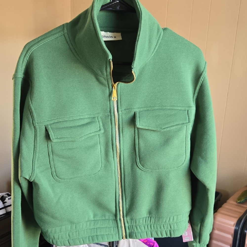 Kensie Green Hoodie with Gold Accents
